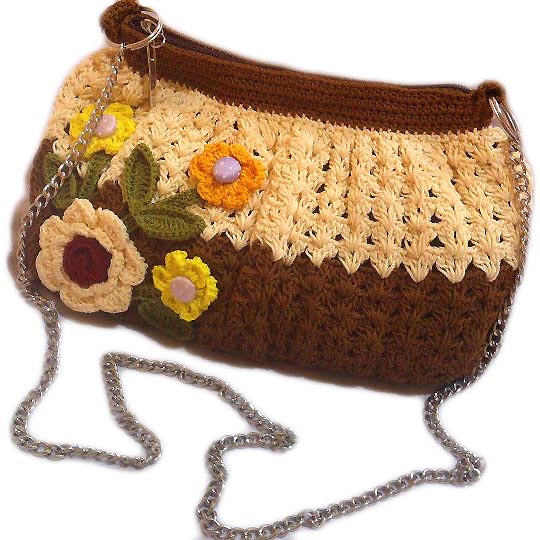 wol benang dari rajut tas Cantik Crafts Poly Tas Coklat   Rajut Maya