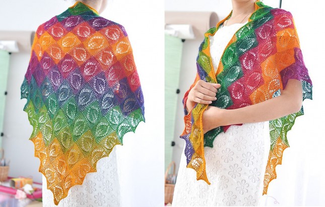 Contoh shawl knitting benang rajut Rosecolor