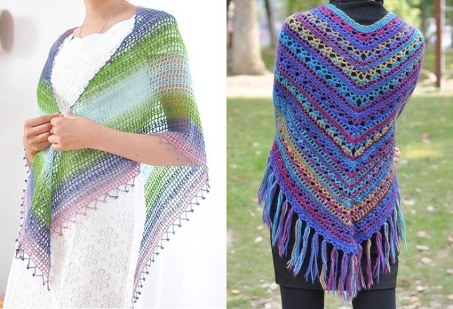 Shawl rajut benang Rosecolor