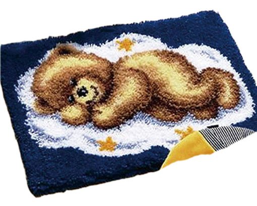 L44 Latch Hook Kit Karpet Rajut Teddy Bear 50X40 cm 1