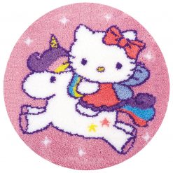 L54 Latch Hook Kit Karpet Rajut Hello Kitty Unicorn 50X50 cm