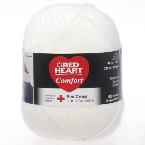 Benang Rajut Red Heart Comfort Yarn – White 1