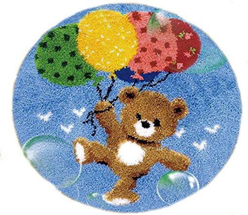 L81 Latch Hook Kit Karpet Rajut Teddy Bear Balon 50X50 cm 1