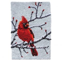 L120 Latch Hook Kit Karpet Rajut Burung Merah 38x50 cm