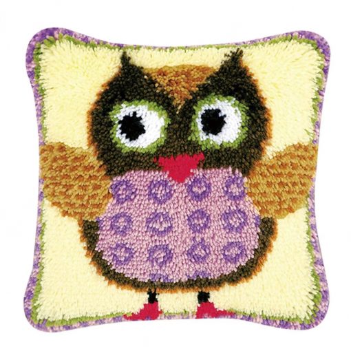 L139 Latch Hook Kit Sarung Bantal Rajut Owl 43×43 cm