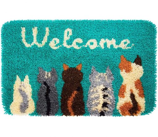 L154 50x38cm Latch Hook Kit Karpet Rajut Five Kitty 1 L154 50x38cm Latch Hook Kit Karpet Rajut Five Kitty 1