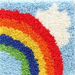 L209 Print 30x30cm Latch Hook Kit Karpet Rajut Rainbow Cloud
