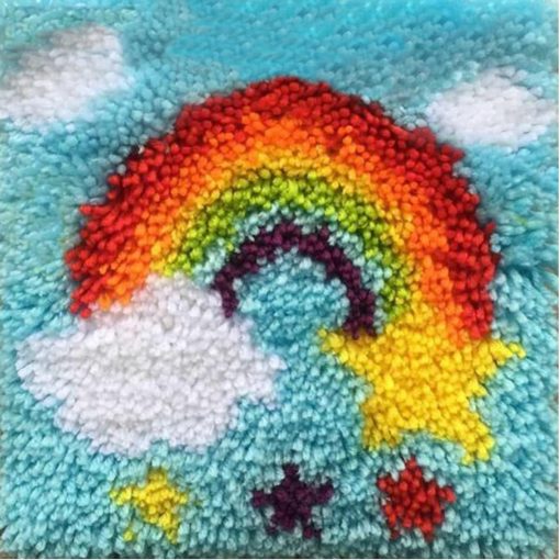 L210 Print 30x30cm Latch Hook Kit Karpet Rajut Rainbow Stars 1 L210 Print 30x30cm Latch Hook Kit Karpet Rajut Rainbow Stars 1