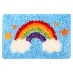 L215 Print 52x38cm Latch Hook Kit Karpet Rajut Cloud Rainbow