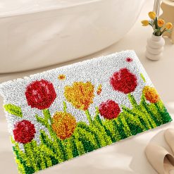 L219 Print 52x38cm Latch Hook Kit Karpet Rajut Tulip