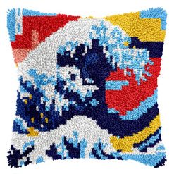 L233 Print 43x43cm Latch Hook Kit Sarung Bantal Rajut Great Wave