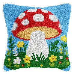 L239 Print 43x43cm Latch Hook Kit Sarung Bantal Rajut Jamur