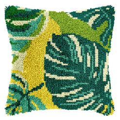 L240 Print 43x43cm Latch Hook Kit Sarung Bantal Rajut Monstera