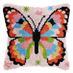 L243 Print 43x43cm Latch Hook Kit Sarung Bantal Rajut Kupu Warna